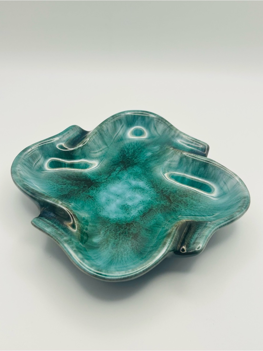 Vintage Blue Mountain Pottery Ashtray | Teal Green Drip Glaze | MCM Canadian